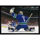 Roberto Luongo Canucks Glove Save - Framed Canvas - 31" x 22"-Premium canvas print with gallery-wrapped edges