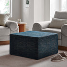 Modway - Callum Gros tissu carré tissé en bruyère de 28" Rembourré Ottoman - Heathered Weave Azure-Pieds en plastique