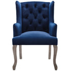 Modway Realm French Vintage Dining Performance Velvet Armchair - Navy-Weathered Rubberwood Legs