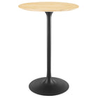 Modway Lippa 28" Round Wood Bar Table - Black Natural-Modern Bar Table