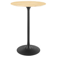 Modway Lippa 28" Round Wood Bar Table - Black Natural-Modern Bar Table