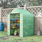 Outsunny 56" x 54" x 74" Walk-in Greenhouse with 8 Shelves and PE Cover Green- 4" extended cover to bury in the soil for extra stability
 
