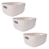 My Home My Living - Panier ovale en feutre résistant, lot de 3 - 35,5 cm (L) x 28 cm (l) x 15 cm (H) - Crème-Dimensions : 14" L x 11" P x 6" H