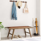 Modway Saoirse 47" Faux Leather Wood Bench - Walnut/Brown-Foot Pads for Floor Protection
