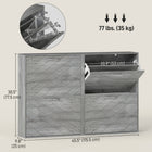 HOMCOM Slim Shoe Storage Cabinet with 4 Flip Drawers for 12 Pairs - Grey-Anti-tipping design ensures extra safety