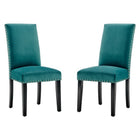 Modway Parcel Performance Velvet Dining Side Chairs - Teal - 2 Pack-Modern Accent Chair