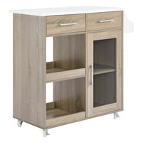 Modway Culinary Kitchen Cart With Spice Rack - Oak White-Modern Kitchen Cart