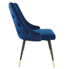 Modway Adorn Performance Velvet Dining Side Chair - Navy - 2 Pack-Black Tapered Legs