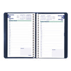 Blueline 2027 Daily Planner with Spiral Binding and Soft Lizard-Like Cover - 8" x 5" - Blue - Bilingual-Spiral binding and soft lizard-like