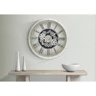 Monarch Specialties - Horloge - 30 po Rond - Mécanisme D'Engrenage - Surdimensionné Grand - Horloge Murale - Blanc -Transitionnel-Le cadre en plastique blanc de haute qualité et l'affichage numérique romain noir facile à lire, sous une surface en verre, sont dotés d'un mouvement à quartz moderne pour un chronométrage précis