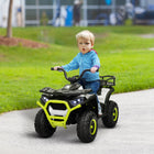 Qaba 12V Battery Powered Kids Electric Vehicle with 4 Spring Suspension Wheels - Green-Storage basket in the back holds toys and essentials conveniently 