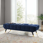 Modway Adept 60" Performance Velvet Bench - Midnight Blue-Dense Foam Padding for Comfort