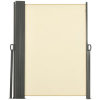 Outsunny Double Retractable Side Awning - 236" x 71" - Cream White-Flexible double side awnings for outdoor use
