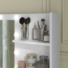 HOMCOM Vanity Desk with Mirror and Lights - 38.6" L x 17.7" W x 54.3" H - White-Non-slip pads prevent your floor from damage 