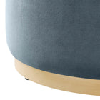 Modway Tilden Large 29" Round Performance Velvet Upholstered Ottoman - Cadet Blue/Natural-Arrives Fully Assembled
