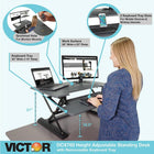 Victor – Bureau assis debout High Rise réglable en hauteur, avec support pour clavier (DCX760)-Repose sur tout bureau ou table. Auxune fixation requise.