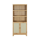 Manhattan Comfort Sheridan 31.49" Mid-Century Modern Bookcase Cabinet - Nature-Modern Cane Bookcase for Home Office, Living Room, and Extra Storage Use