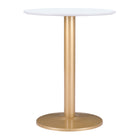 Zuo Alto Bistro Table - White/Gold-Dimensions: 23.6" L x 23.6" W x 29.9" H