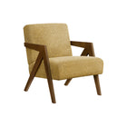 Monarch Specialties - Chaise d'Appoint Moderne du Milieu du Siècle Rembourré 30"H Avec des Pieds en Noyer Massif - Tissu Jaune-Ce fauteuil d'appoint rembourré de 30"H présente un tissu jaune doux au toucher avec un rembourrage en mousse, offrant une assise confortable qui s'intègre parfaitement dans un salon ou une chambre.