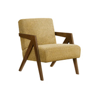 Monarch Specialties - Chaise d'Appoint Moderne du Milieu du Siècle Rembourré 30"H Avec des Pieds en Noyer Massif - Tissu Jaune-Ce fauteuil d'appoint rembourré de 30"H présente un tissu jaune doux au toucher avec un rembourrage en mousse, offrant une assise confortable qui s'intègre parfaitement dans un salon ou une chambre.