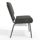 Chaise d'église de la série HERCULES de 21 po de largeur en tissu gris foncé avec étagère à livres - Cadre veine d'argent-Le siège en cascade réduit la pression sur vos jambes