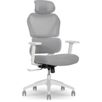 Sharper Image S-800 Ergonomic Mesh Swivel Executive Massage Chair - Light Grey-Built-in, heated, 3-motor lumbar massagers