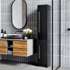 HOMCOM Tall Bathroom Storage Cabinet with Three Adjustable Shelves - Black-4-tier top and 2-tier bottom cabinets for ample storage