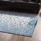 Modway Chiara Distressed Floral Lattice Contemporary Area Rug - 5 ft W x 8 ft L - Moroccan Blue/Ivory-Gripping Rubber Underside 