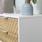 HOMCOM - Table de chevet moderne avec 2 tiroirs et base en métal - blanc-Fabriqué en panneaux de particules et pieds en acier massif, il est fiable pour une utilisation quotidienne 