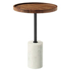 Modway Amina Round Acacia Wood Side Table - White Light Oak-Solid Acacia Wood Tabletop