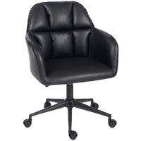 HOMCOM Swivel Office Chair with Adjustable Height - Black-The modern stitched design complements most interior styles