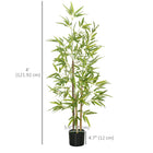 HOMCOM 4' Artificial Bamboo Tree for Indoor Home Decor - Green-PE moss and cement soil are included, making them more stable and real 