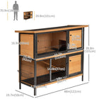 PawHut - Clapier à lapin 48 po 2 étages, grande maison pour animaux en bois, cage à lapin avec cadre en métal-Perchoir surélevé garde vos petits animaux en sécurité, au sec et au chaud, surtout les jours de pluie 