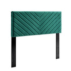 Modway Alyson Angular Channel Tufted Performance Velvet Twin Headboard - Teal-Glam Deco Headboard