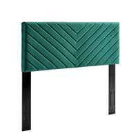 Modway Alyson Angular Channel Tufted Performance Velvet Twin Headboard - Teal-Glam Deco Headboard
