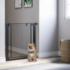PawHut - Barrière pour Animaux en Métal 29,5"-32,3" avec Porte à Fermeture Automatique et Double Verrouillage-La barrière haute pour chien s'ouvre dans les deux directions