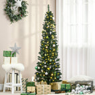 HOMCOM 6' Pre-Lit Artificial Christmas Tree with Warm White LED Lights - Green-390 realistic tree branches create a full-body, life-like tree 
