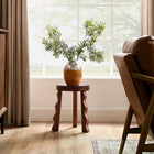 Modway Sorrel Carved Wood Stool - Walnut-Hand-carved Wavy Legs