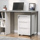 HOMCOM 3-Drawer Vertical Letter/A4 Filing Cabinet with Lock - Grey-Four 360-degree swivel casters ensure easy movement, 2 of them are armed with brakes for safety