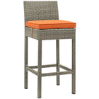 Modway - Conduit Terrasse extérieure Rotin en osier Tabouret de bar - Orange gris clair - Ensemble de 4-Tissage synthétique en rotin PE