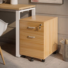 Vinsetto Locking 2-Drawer Rolling Letter/A4 Filing Cabinet with Wheels - Natural-A top lock and 2 keys keep paperwork safe in all drawers
