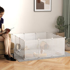PawHut 18" H 12 Panel Plastic Pet Pen - White-Suitable for small animals like bunnies, chinchillas, hedgehogs and guinea pigs. Not suitable for hamsters and rats 