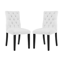 Modway Duchess Vinyl Dining Chair - White - 2 Pack-Dense Foam Padding for Comfort