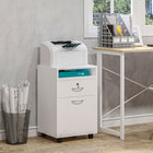 HOMCOM 24" Rolling Document & Printer Filing Cabinet - White-Lockable drawer with two keys keeps important files safe  

