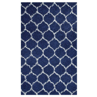 Modway Solvea Moroccan Trellis Shag Area Rug - 5 ft W x 8 ft L - Navy/Ivory-Moroccan Trellis Shag Area Rug