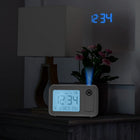 Marathon Watch Projection Clock with Large Display and Backlight - White-Alarm: two volume levels to choose from; weekend mode: alarm will not sound on saturday or sunday; snooze function: temporarily stop the alarm and will sound again after 9 minutes.
