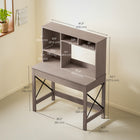 HOMCOM 41.3" Computer Desk with Storage - Brown-Comfortable desk height and space for easy work sessions