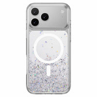 SwitchEasy Starfield 3D Compatible with MagSafe Case for iPhone 17 Pro Max - Transparent-Dazzling visual effect: Utilizes vacuum drop glue technology, silver foil and bright powder to create a 3D dimensional visual effect