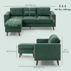 HOMCOM - Canapé sectionnel en forme de L avec méridienne - vert foncé-Format compact, idéal pour les appartements et les petits salons 