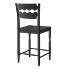 Modway - Jax Bois de chêne Tabouret de comptoir avec un dos ondulé en forme de rasoir in Noir-Entièrement assemblé